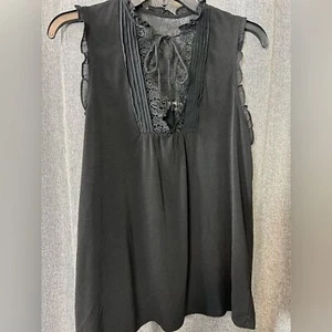 Blusa babydoll vintage Express Y2K M encaje gótico ribete capricho Officecore - Imagen 1 de 5