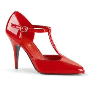 Sale VANITY-415 Pleaser High-Heels T-Riemchen Pumps seitlich offen rot Lack 41 - Bild 1 von 1