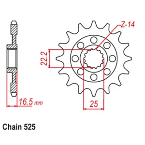 525 Front Sprocket 14T 15T 16T Fits DUCATI 821 HYPERSTRADA 2013 2014 2015 - Picture 1 of 1