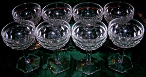 8 American Fostoria Clear 4.75 Inch Tall Cordials w/Hexagon Base - Picture 1 of 2