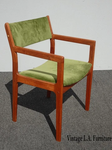 Vintage Mid Century Danish Modern Green Teakwood Side Chair 1960's Cover