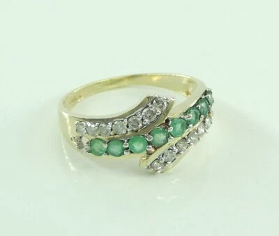 Vintage Damen Ring 585er 14 Karat Gelbgold mit Smaragd&Diamanten(62 (19,7 mm Ø)* - Bild 1 von 4