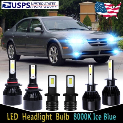 For Nissan Maxima 2002-2003 6X LED Headlight Bulbs High/Low Beam + Fog Light C9L - Image 1 of 4