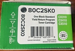 Cartucho de tóner Lexmark 802SK NEGRO estándar del programa de devolución de rendimiento 80C2SK0 nuevo - Imagen 1 de 12