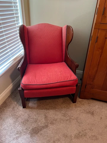 Antique American Crewel fabric wingback chair beautiful design hardwood frame Cover