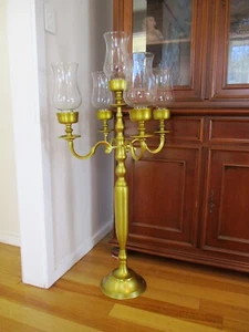 120cm 5-Arm Aluminium Large Floor Candelabra Glass Shades Candle Holder - Picture 1 of 11