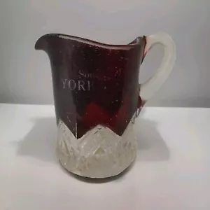 YORK NEBRASKA Antique Ruby Red Mug Glass Creamer Crystal Cup 1910 - Picture 1 of 8