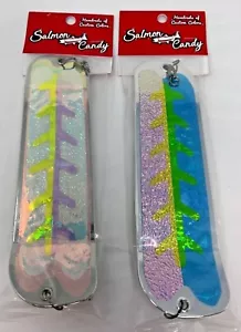 1 Nuevo Flasher de arrastre de dulces de salmón 8" Opciones son Blue Tachno UV o Kryptotron - Imagen 1 de 8