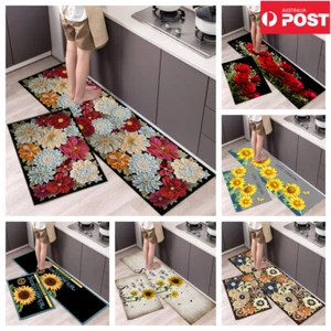 Kitchen Door Mats Non-Slip Carpets Anti-Oil Floor Flower Rug Waterproof Home Pad - Bild 1 von 16