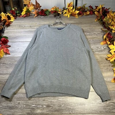 Basic Editions Sweater Size Large Thicker Gray Pullover Ribbed Knit Stretch Mens - Image 1 of 4