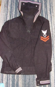 WWII-era USN NAVY BLUE CRACKERJACK JUMPER "Johnson" c2-14 - Picture 1 of 7