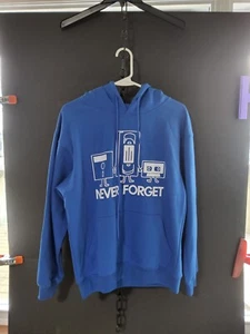 Apparelyn Express Yourself Size Small Unisex Royal Blue Never Forget Hoodie - Picture 1 of 16