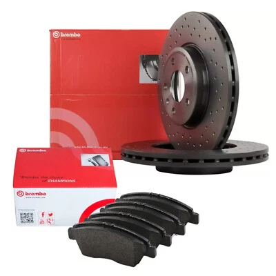 Kit Dischi Forati e Pastiglie Anteriori Brembo Vw Golf 5 Audi A3 - Imagen 1 de 2