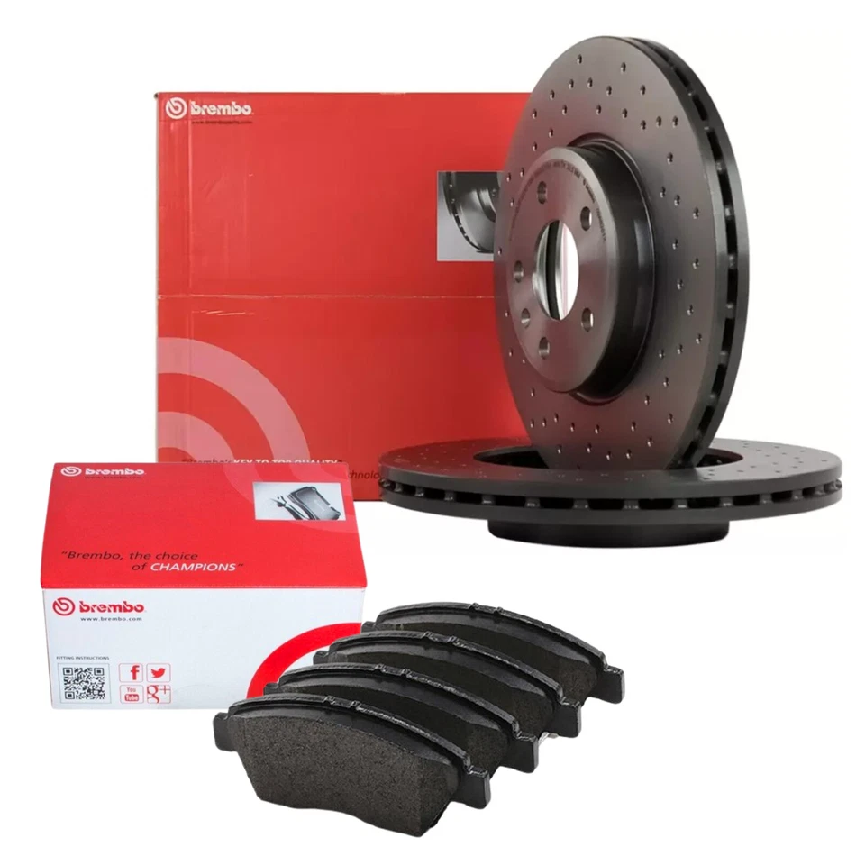 Kit Dischi Forati e Pastiglie Anteriori Brembo Vw Golf 5 Audi A3 - Imagen 1 de 2