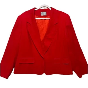 VTG Pendleton Blazer Womens L Virgin Wool Red Lined Career Jacket Made In USA - Picture 1 of 20