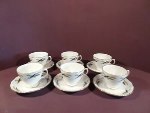 RETRO VINTAGE ROYAL VALE, 6ER SET TEETASSEN UND UNTERTASSEN, MUSTER 7816 - Bild 1 von 8