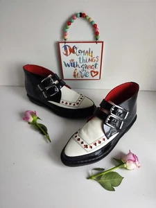 Dr Martens Lane egret Playing Card Heart patent white red buckle shoes UK7 EU41 - Picture 1 of 10