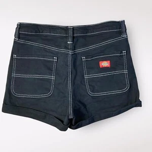 Dickies Stretch High Rise Shorts Girls Size 11 Black White Casual Grunge - Picture 1 of 9