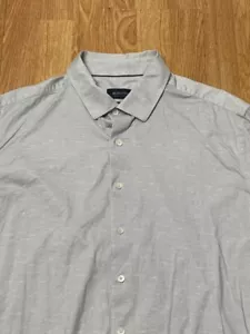 Bugatchi Shirt Mens 2XL Gray Dressy 8 Way Stretch Preppy Dressy Ooohcotton Tech - Picture 1 of 7