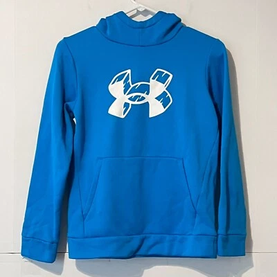 Under Armour Boys Fleece Hoodie Top Size Ymd/Jm/M Blue Loose Sweatshirt Logo - Image 1 of 4