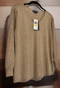 Democracy Damen M 100 % Baumwolle Pullover Oberteil offene Webärmel neu mit Etikett Einzelhandel $ 78 - Bild 1 von 8