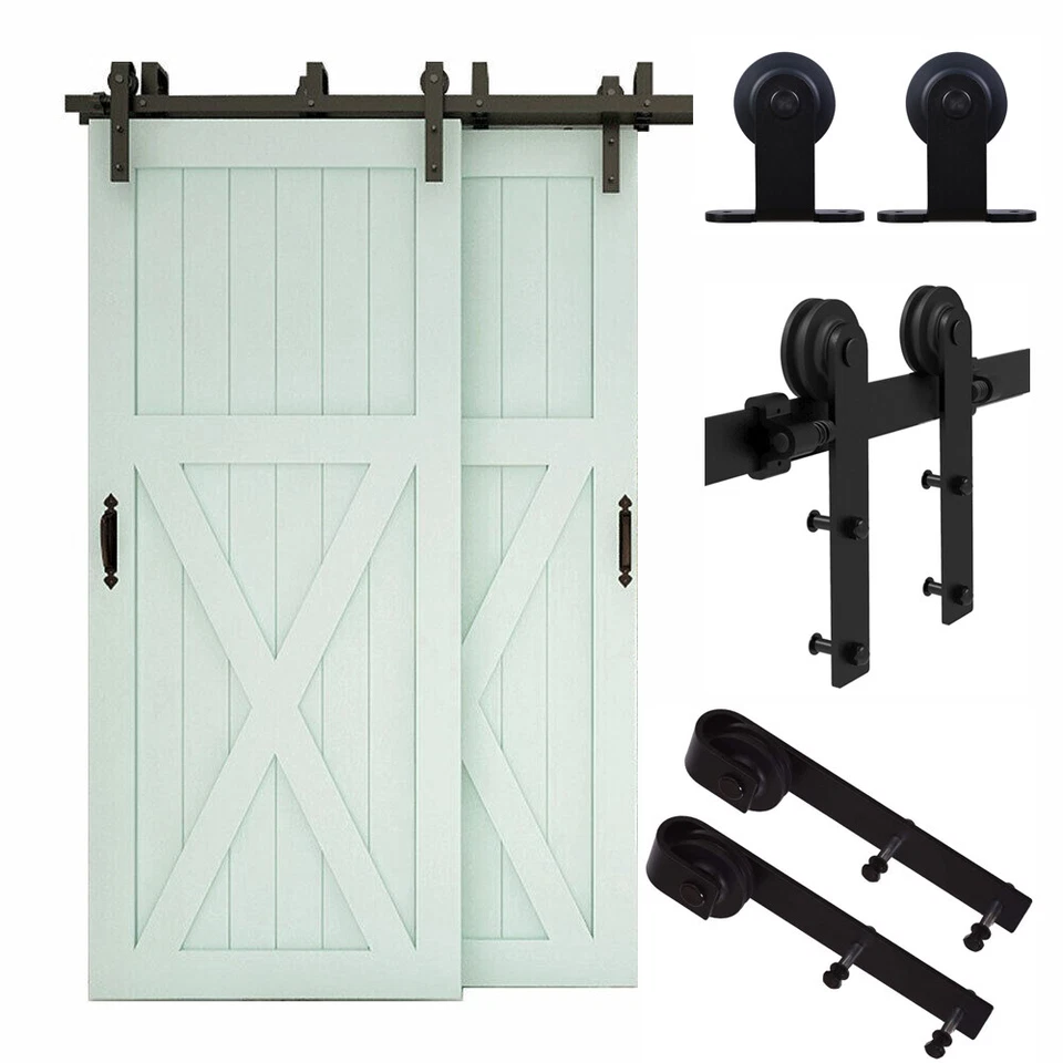 4-20FT Sliding Barn Wood Door Hardware Closet Track Kit For Single/Double/Bypass - Image 1 of 4