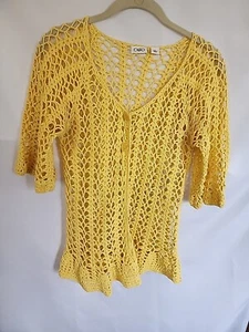 Y2K Yellow Sweater Cardigan Size XL Romcomcore Early 2000s - Picture 1 of 6