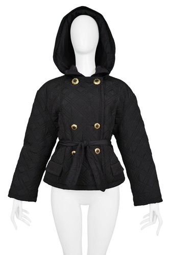 GIACCA TRAPUNTATA VINTAGE VERSACE NYLON NERO CON CAPPUCCIO