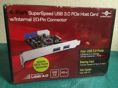 Vantec 4-Port SuperSpeed USB 3.0 PCIe Host Card w/ Internal 20-Pin Connector - Image 1 of 4