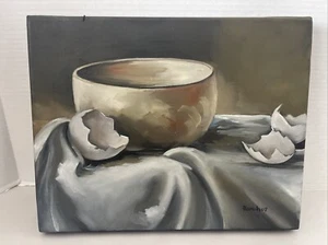 Küche Bauernhaus Gemälde kaputte Eierschalen Schale Landhaus Deko Acryl Original - Bild 1 von 10