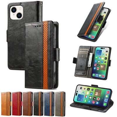 Shockproof Wallet Case For iPhone Air 17 14 13 Pro 12 11 XR Leather Flip Cover - Image 1 of 4