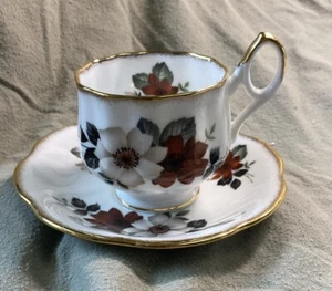 Vintage Rosina England Rose Floral Bone China Teacup Saucer 5945 - Picture 1 of 10