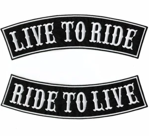LIVE TO RIDE Rocker Patches 12" | "Ride To Live" Embroidered Iron On Large - Picture 1 of 5