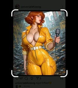 Tarjeta FanArt aceo 2.5x3.5" Brillante Impresión Dibujos Animados Curvilínea Sexy April O'Neil Tmnt - Imagen 1 de 1
