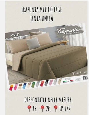 Trapunta Piumone Irge Tinta Unita In Morbida Microfibra Double Face - Immagine 1 di 2