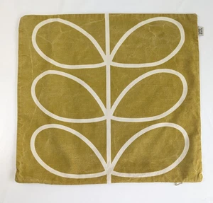 Orla Kiely Stem Cushion Cover Mustard Yellow & Cream Two Sided Cotton 17" x 17" - Picture 1 of 4