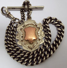 BEAUTIFUL CLEAN ENGLISH ANTIQUE 1904 SOLID STERLING SILVER ALBERT WATCH CHAIN