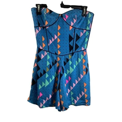 Mameluco geométrico multicolor azul mujer Mara Hoffman sin tirantes talla 4 Foto 1 de 4