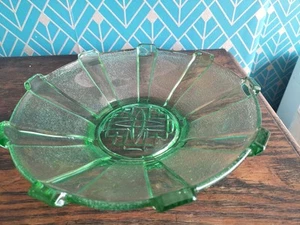 Stolzle URANGRÜN GLAS Obst/Salat SCHALE 30er Jahre Böhmisches Glas ~25 cm - Bild 1 von 5