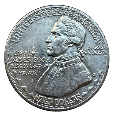 US 1928 Hawaii Commemorative Half Dollar James Cook BU Details Unc Silver - Image 1 of 2