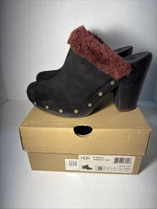 UGG Adele Black Studded Clogs Heels Mules Black Shoes 9 Used Some Wear Inside - Foto 1 di 15