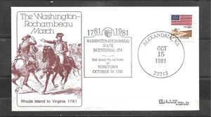 1981 WASHINGTON-ROCHAMBEAU MARCH BICENTENNIAL Event Cover, ALEXANDRIA, VA - Picture 1 of 2