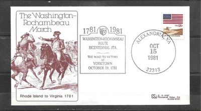 1981 WASHINGTON-ROCHAMBEAU MARCH BICENTENNIAL Event Cover, ALEXANDRIA, VA - Image 1 of 2