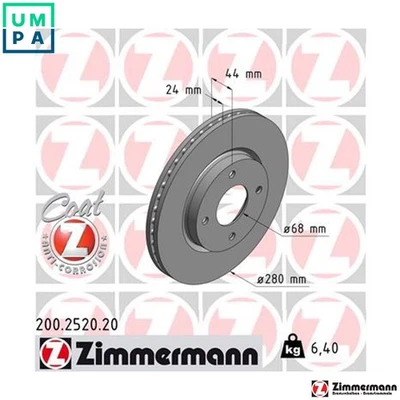 2x BRAKE DISC 200.2520.20 FOR NISSAN BLUEBIRD/SYLPHY/CLASSIC MR20DE 2.0L 4cyl - Image 1 of 4