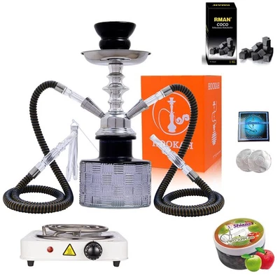 RMAN Mini Shisha Set Hookah 28cm Metall Wasserpfeife mit 2 Schläuchen Tragbare - Bild 1 von 4