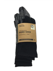 Field and Stream Men's 3 Pack Work Socks, Black, Medium (Men's 6-9) - Picture 1 of 2