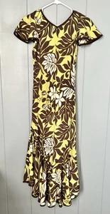 Vestido Malihini Verde Hawaiano Marrón Helecho Estampado Floral Para Mujer Talla XS - Imagen 1 de 8