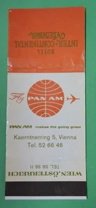 HOTEL INTER CONTINENTAL VIENNA/FLY PAN AM PUBBLICITÀ COPERTINA LIBRO FIAMMIFERI-AUSTRIA - Foto 1 di 3