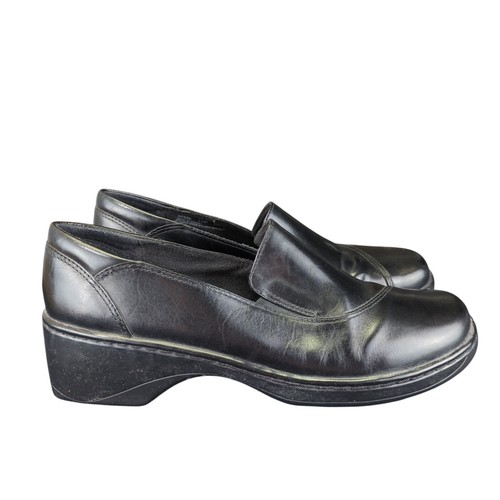 Zoccoli mocassini Clarks Polar slip on 37335 pelle nera plateau donna taglia 11