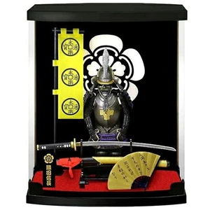 Samurai Armor Miniature Figure Nobunaga Oda with kabuto, sword, flag, case - Picture 1 of 2